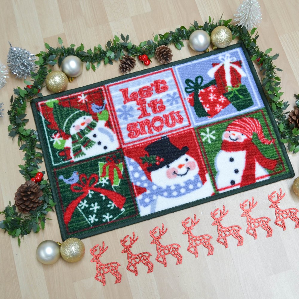 Six Square Snowman Christmas Mat